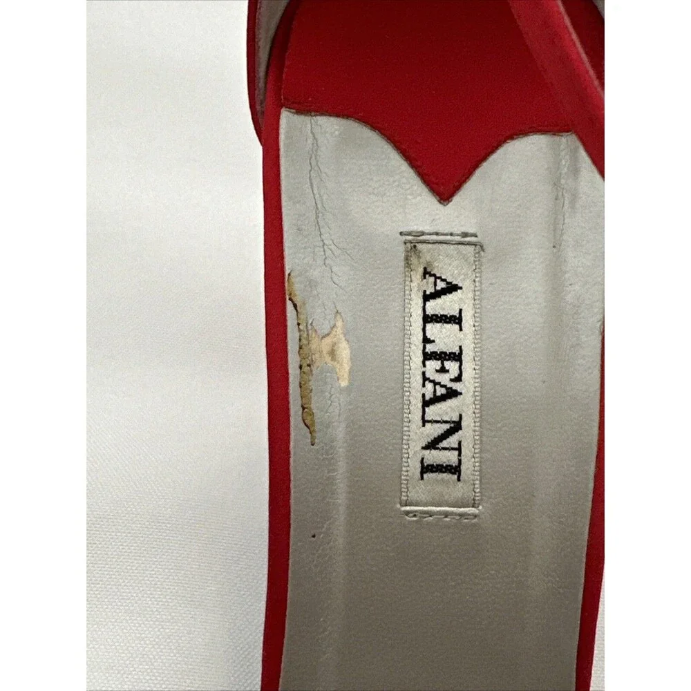 Alfani Ashton Red High-Heels with Rhinestones Ankle Strap 10M Shoes 3 1/2” Heel